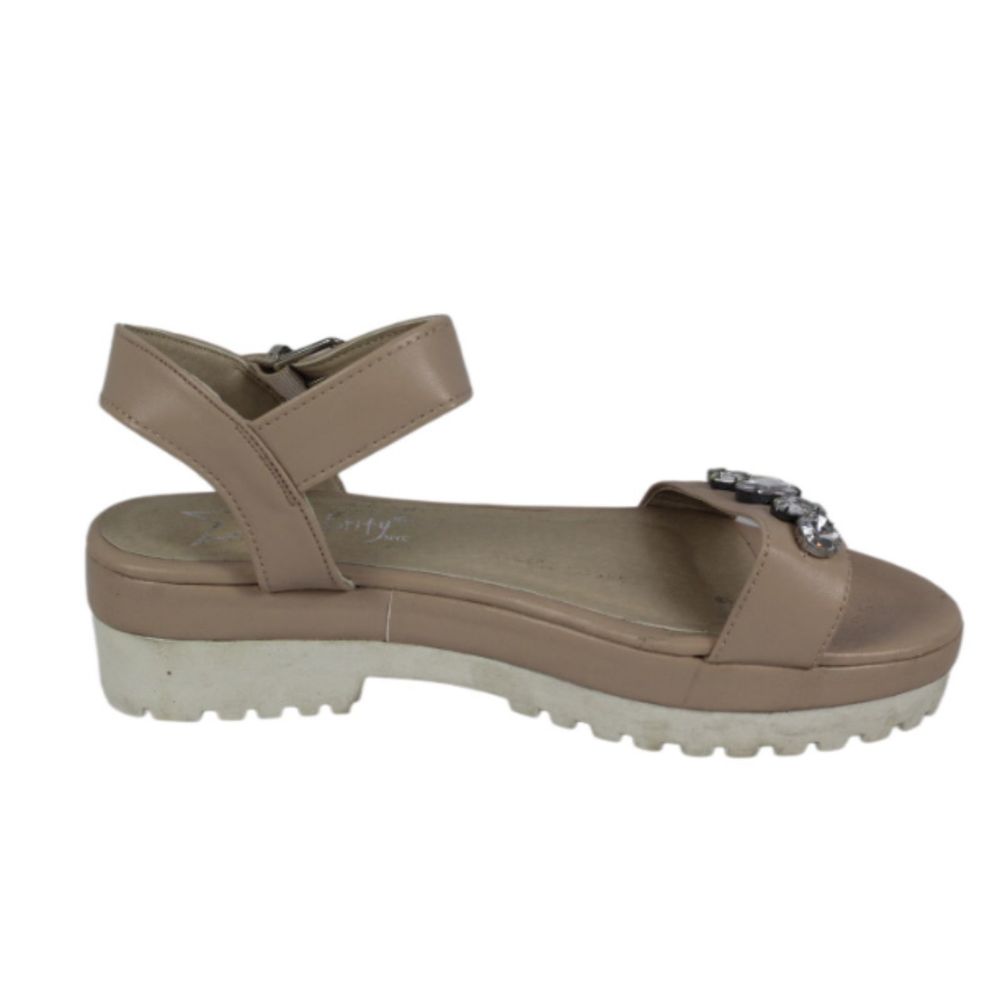 Celebrity NYC Ofelia Tan Women's Platform Sandals Strap Buckle Rhinestones 10M